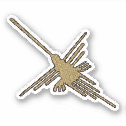 Nazca Lines Hummingbird Faux Borduurwerk Print Sticker (Voorkant)