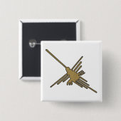 Nazca Lines Hummingbird Faux Borduurwerk Print Vierkante Button 5,1 Cm (Voorkant /achterkant)