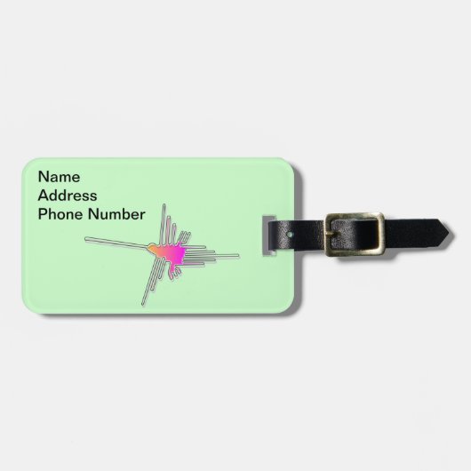 Nazca Lines Hummingbird - Green Version Bagagelabel (Voorkant horizontaal)