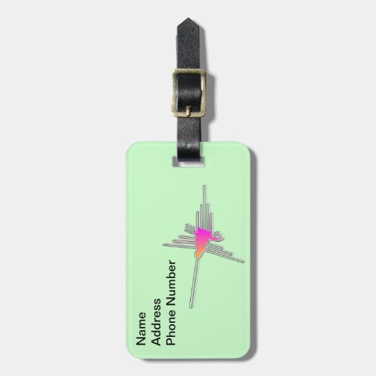 Nazca Lines Hummingbird - Green Version Bagagelabel (Voorkant verticaal)