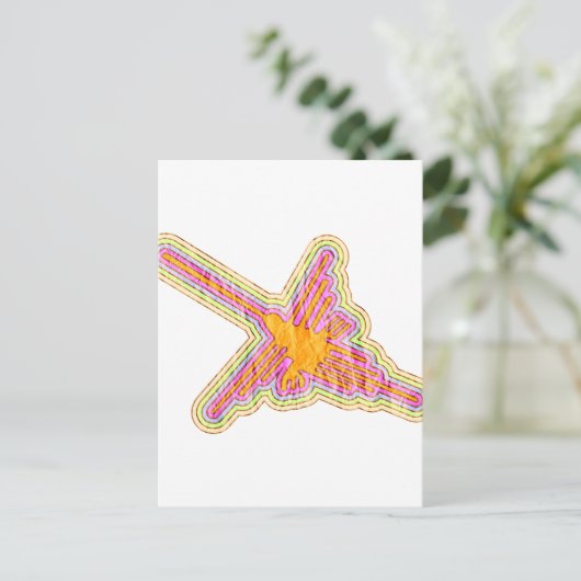 Nazca Lines Hummingbird met gekreukeld papieren ef Briefkaart (Staand voorkant)
