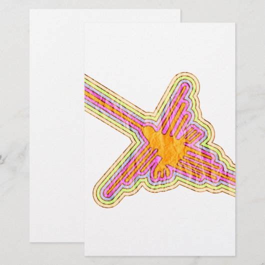 Nazca Lines Hummingbird met gekreukeld papieren ef Briefpapier (Voorkant / Achterkant)