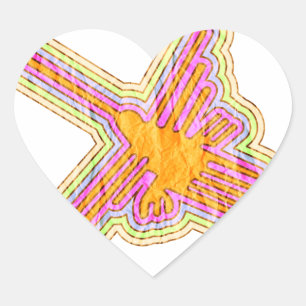 Nazca Lines Hummingbird met gekreukeld papieren ef Hart Sticker