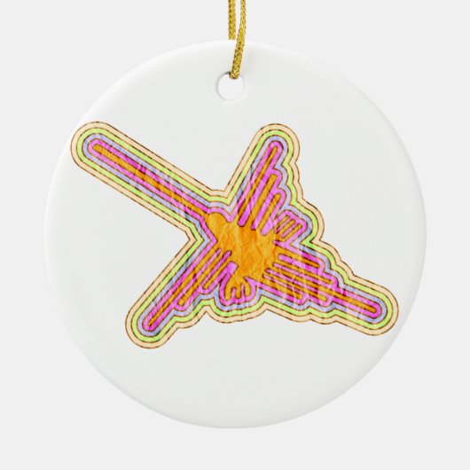 Nazca Lines Hummingbird met gekreukeld papieren ef Keramisch Ornament (Voorkant)