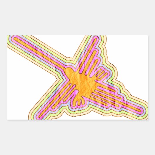 Nazca Lines Hummingbird met gekreukeld papieren ef Rechthoekige Sticker (Voorkant)