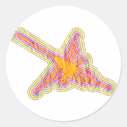 Nazca Lines Hummingbird met gekreukeld papieren ef Ronde Sticker (Voorkant)