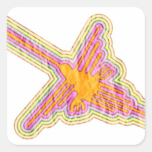 Nazca Lines Hummingbird met gekreukeld papieren ef Vierkante Sticker