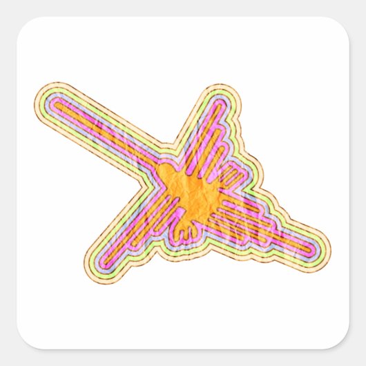 Nazca Lines Hummingbird met gekreukeld papieren ef Vierkante Sticker (Voorkant)