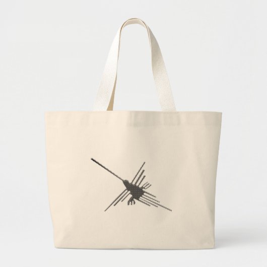 Nazca Lines Hummingbird Newsprint Grote Tote Bag (Voorkant)