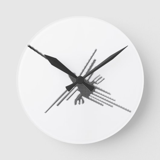 Nazca Lines Hummingbird Newsprint Ronde Klok (Voorkant)