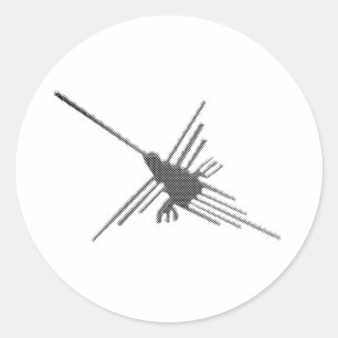 Nazca Lines Hummingbird Newsprint Ronde Sticker