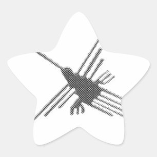 Nazca Lines Hummingbird Newsprint Ster Sticker