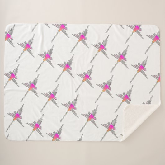 Nazca Lines Hummingbird Pattern Sherpa Deken (Voorkant (horizontaal))
