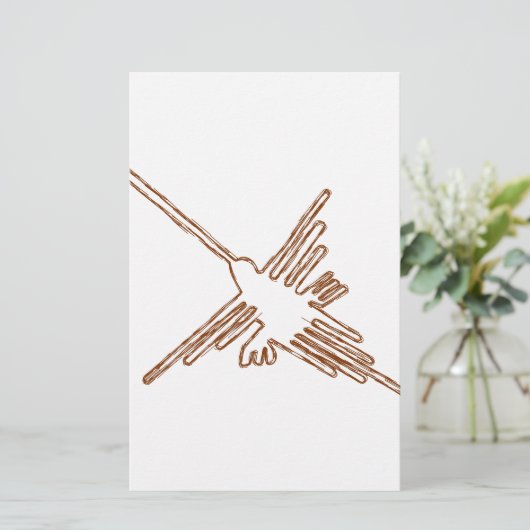 Nazca Lines Hummingbird Sketch Briefpapier (Staand voorkant)