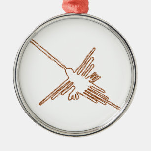 Nazca Lines Hummingbird Sketch Metalen Ornament