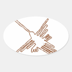 Nazca Lines Hummingbird Sketch Ovale Sticker
