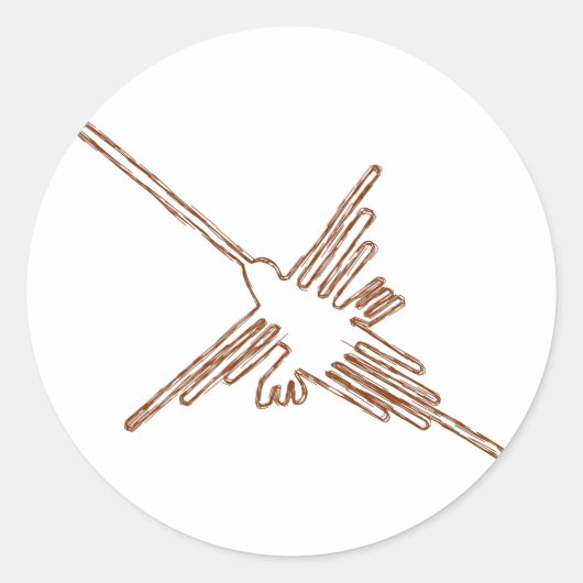 Nazca Lines Hummingbird Sketch Ronde Sticker (Voorkant)
