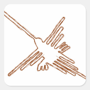 Nazca Lines Hummingbird Sketch Vierkante Sticker