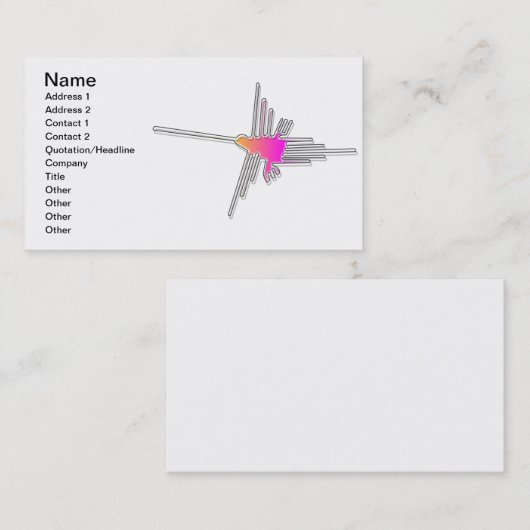 Nazca Lines Hummingbird Visitekaartje (Voorkant / Achterkant)