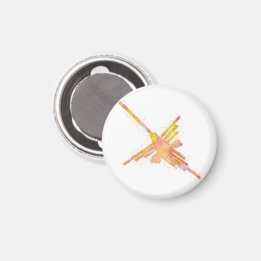 Nazca Lines Hummingbird Waterverf Print Magneet (Voorkant / Achterkant)