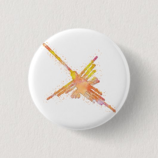 Nazca Lines Hummingbird Waterverf Print Ronde Button 3,2 Cm (Voorkant)