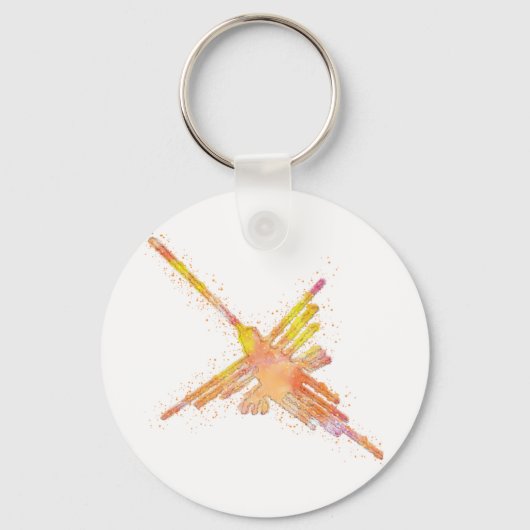 Nazca Lines Hummingbird Waterverf Print Sleutelhanger (Voorkant)
