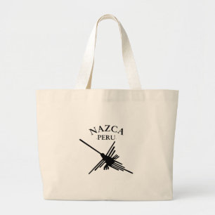Nazca peru Hummingbird met gebogen tekst Grote Tote Bag