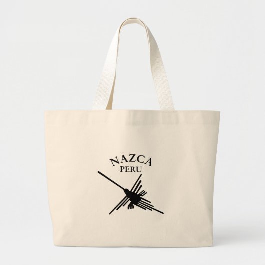 Nazca peru Hummingbird met gebogen tekst Grote Tote Bag (Voorkant)