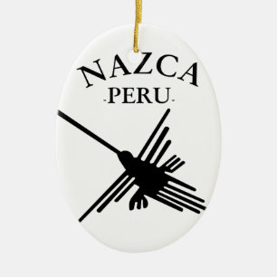 Nazca peru Hummingbird met gebogen tekst Keramisch Ornament