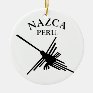 Nazca peru Hummingbird met gebogen tekst Keramisch Ornament