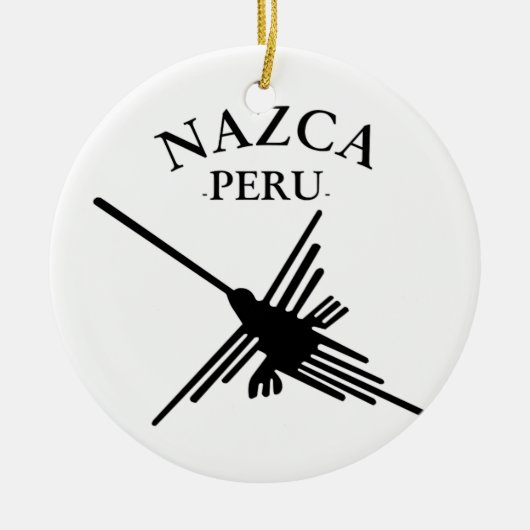 Nazca peru Hummingbird met gebogen tekst Keramisch Ornament (Voorkant)