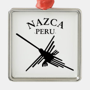 Nazca peru Hummingbird met gebogen tekst Metalen Ornament