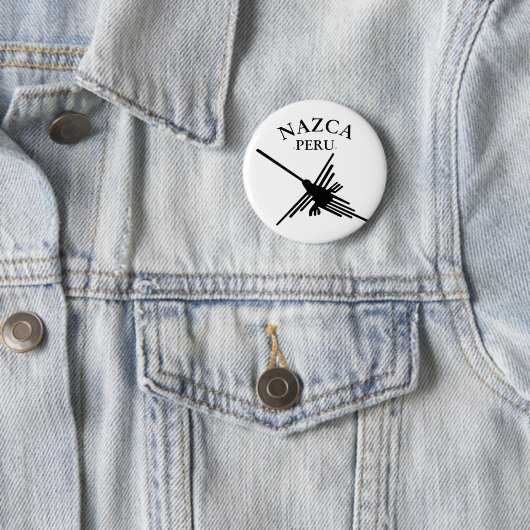 Nazca peru Hummingbird met gebogen tekst Ronde Button 5,7 Cm (In situ)