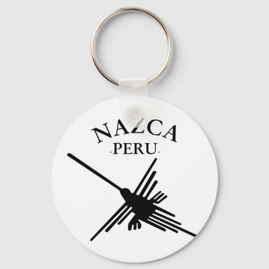 Nazca peru Hummingbird met gebogen tekst Sleutelhanger (Voorkant)