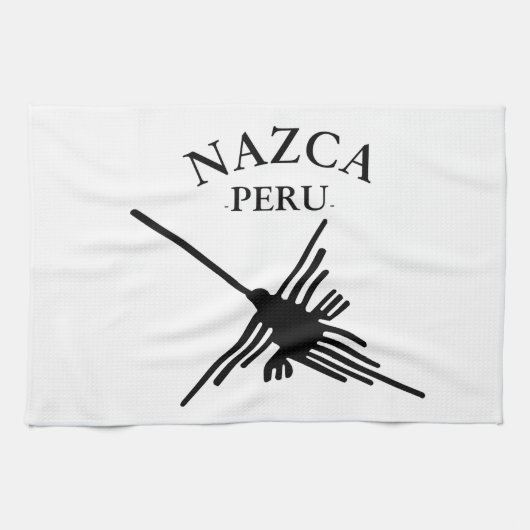 Nazca peru Hummingbird met gebogen tekst Theedoek (Horizontaal)
