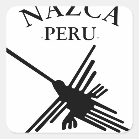 Nazca peru Hummingbird met gebogen tekst Vierkante Sticker (Voorkant)