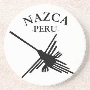 Nazca peru Hummingbird met gebogen tekst Zandsteen Onderzetter
