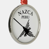 Nazca Peru Kolibrie Met Gebogen Tekst Metalen Ornament (Rechts)