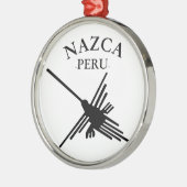Nazca Peru Kolibrie Met Gebogen Tekst Metalen Ornament (Links)