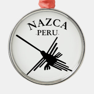 Nazca Peru Kolibrie Met Gebogen Tekst Metalen Ornament