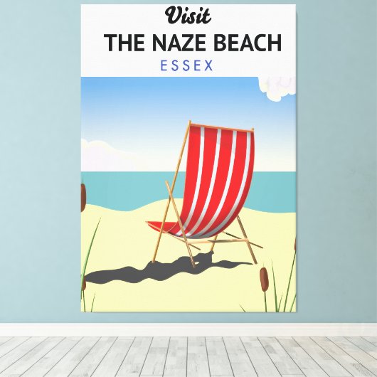 Naze Beach Essex-reisposter Canvas Afdruk (Insitu (Houten vloer))