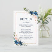 Nazeblauw Blush roze geometrische bruiloft - Gegev Informatiekaartje (Staand voorkant)