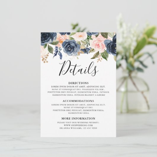 Nazeblauw Blush roze roze roodroodbruin details Informatiekaartje (Staand voorkant)