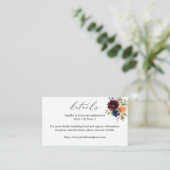 Nazeblauw, Bourgondië en peach Floral — SM Informatiekaartje (Staand voorkant)