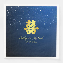 Nazeblauw en goudsneeuwvlok bij de Chinese bruilof Servet