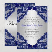 Nazeblauw en Silver Wedding Uitnodiging (Voorkant / Achterkant)