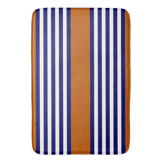 Nazeblauw en witte strepen met verbrand sinaasappe badmat (Voorkant Verticaal)