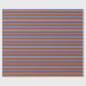 Nazeblauw en witte strepen met verbrand sinaasappe cadeaupapier (Vlak)