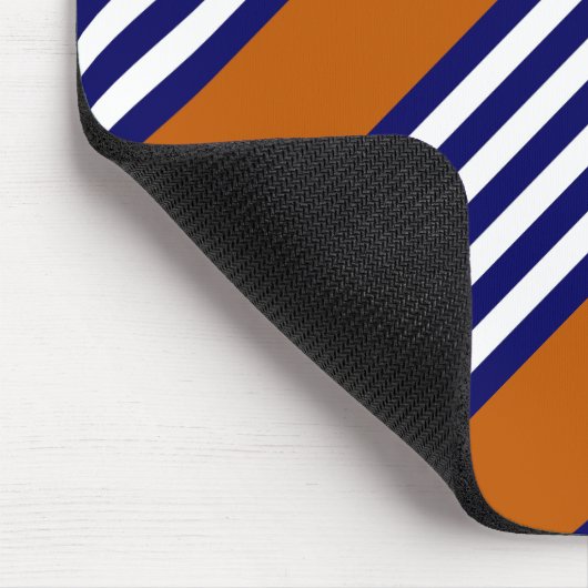 Nazeblauw en witte strepen met verbrand sinaasappe muismat (Hoek)