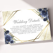 Nazeblauw Floral Gold Geometric Wedding - Gegevens Informatiekaartje